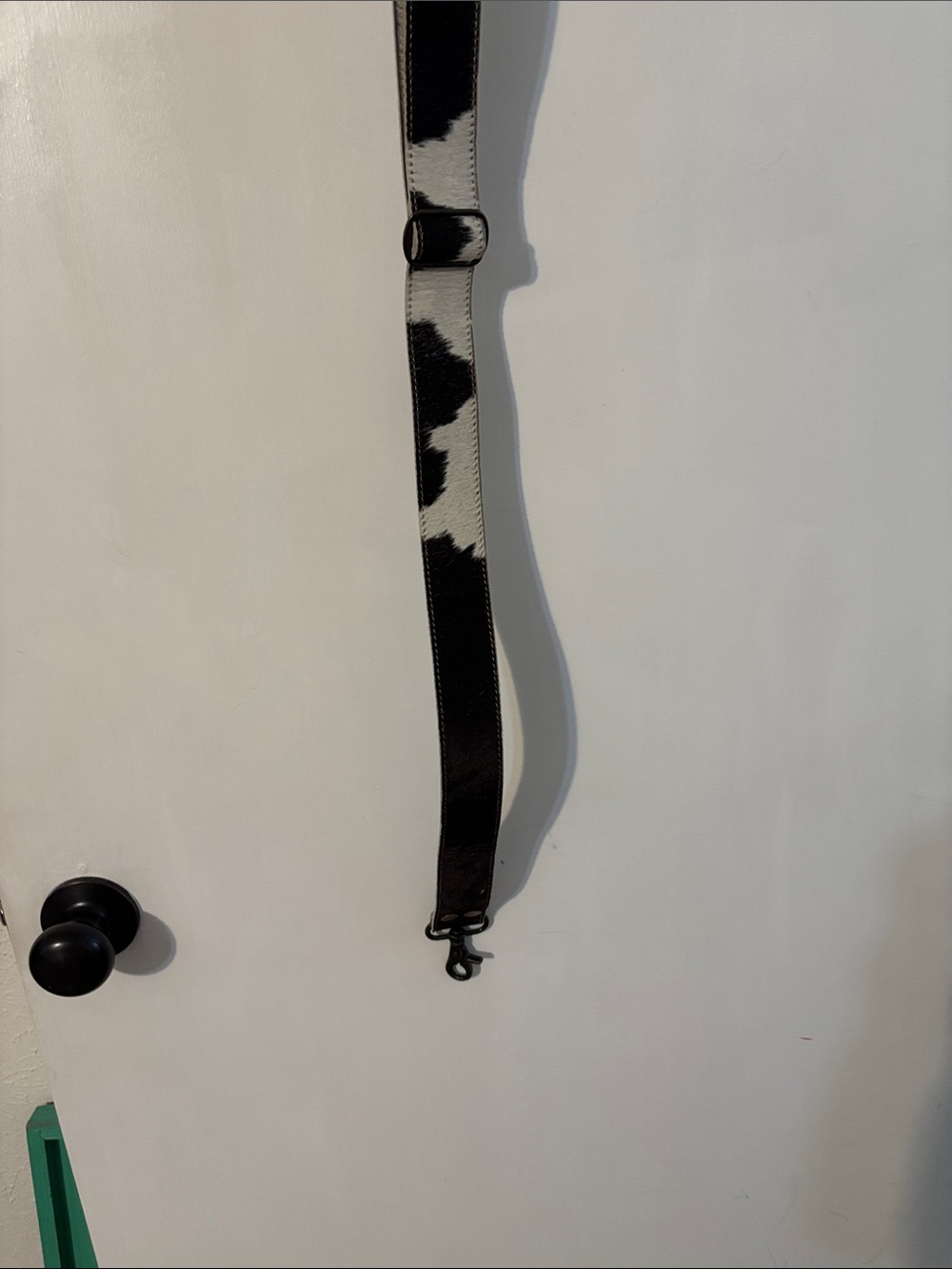 Myra Bag Black & White Cowhide Crossbody Strap with Brass Accents - Picture 4 of 8